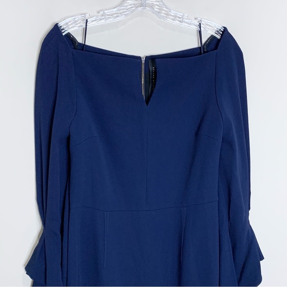 Roland Mouret Rosslare Dress (Sz US 8) Crepe Sheath Midi Navy Blue - Picture 6 of 16